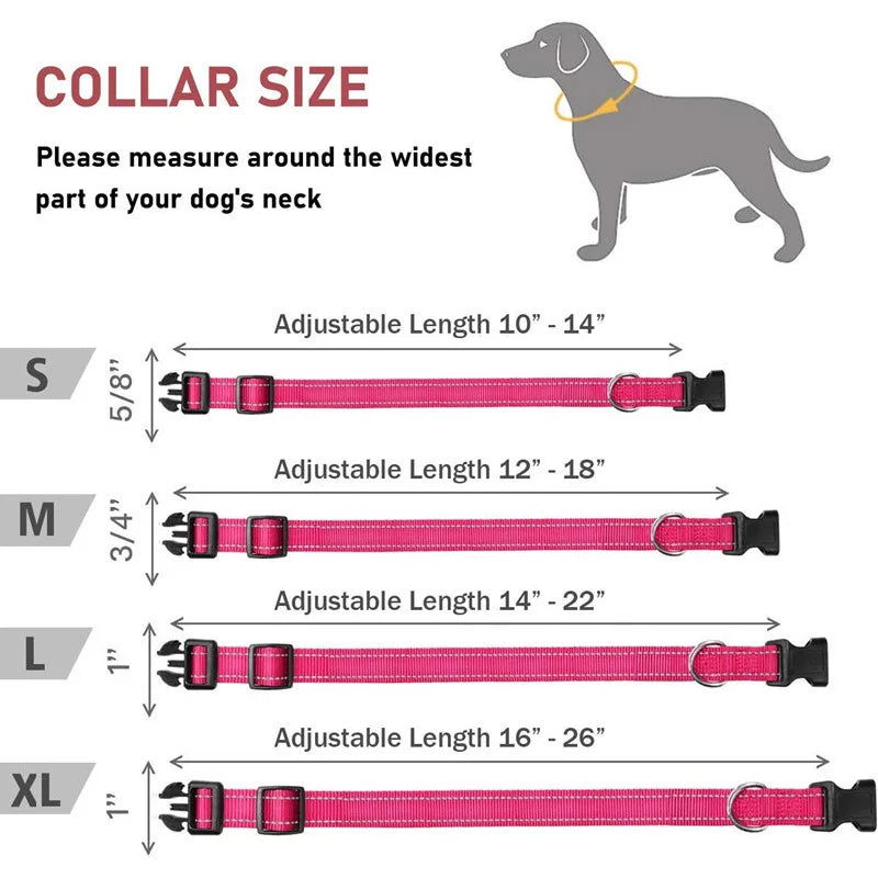 Reflective Dog Collar Strap with Adjustable Safety Nylon Pet Collar Pet Traction Rope Suitable for Small and Medium-Sized Pets