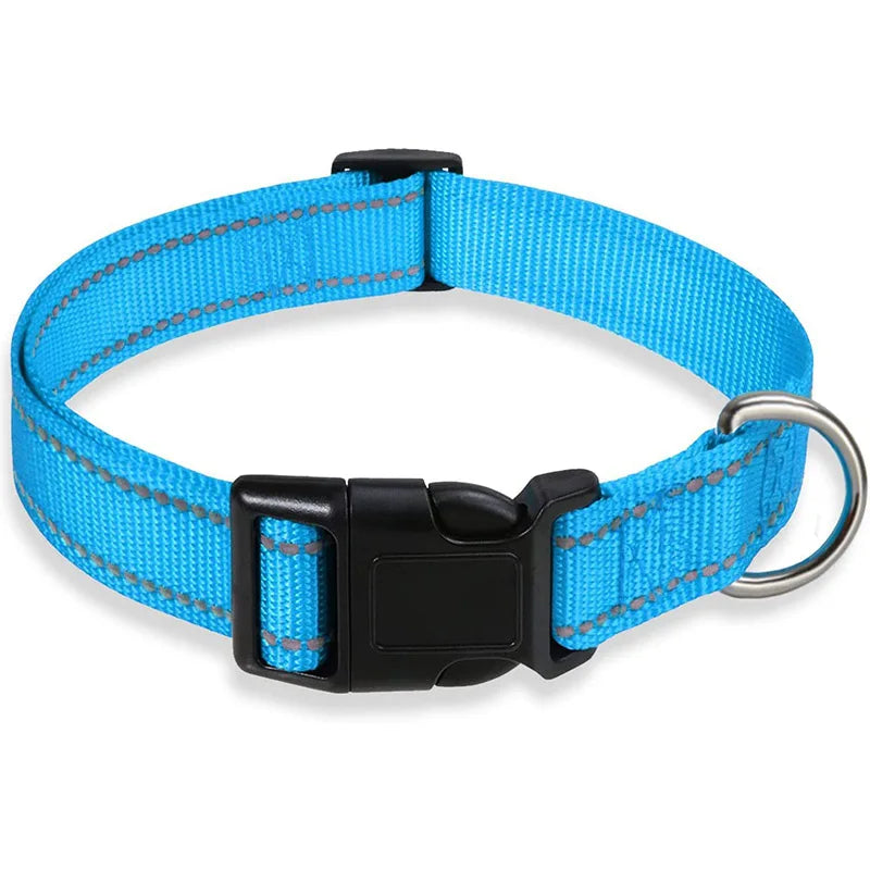 Reflective Dog Collar Strap with Adjustable Safety Nylon Pet Collar Pet Traction Rope Suitable for Small and Medium-Sized Pets