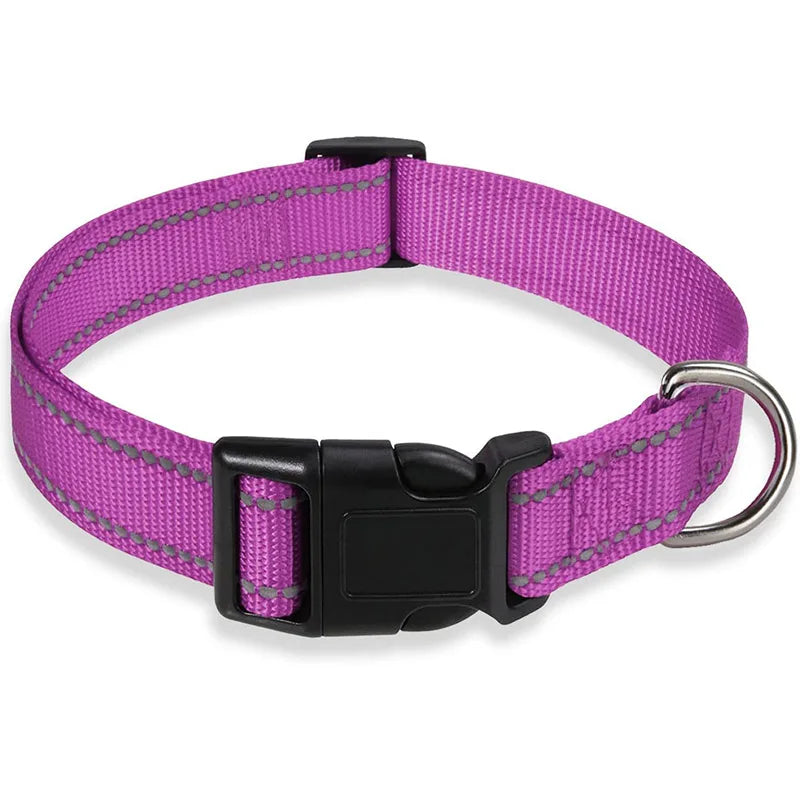 Reflective Dog Collar Strap with Adjustable Safety Nylon Pet Collar Pet Traction Rope Suitable for Small and Medium-Sized Pets