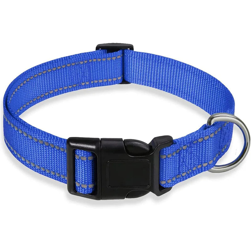 Reflective Dog Collar Strap with Adjustable Safety Nylon Pet Collar Pet Traction Rope Suitable for Small and Medium-Sized Pets