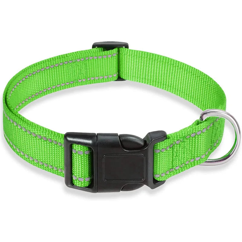 Reflective Dog Collar Strap with Adjustable Safety Nylon Pet Collar Pet Traction Rope Suitable for Small and Medium-Sized Pets